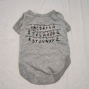 Dog Shirt Grayson Pup Stranger Things Holiday Lights Gray Small Costume Tshirt